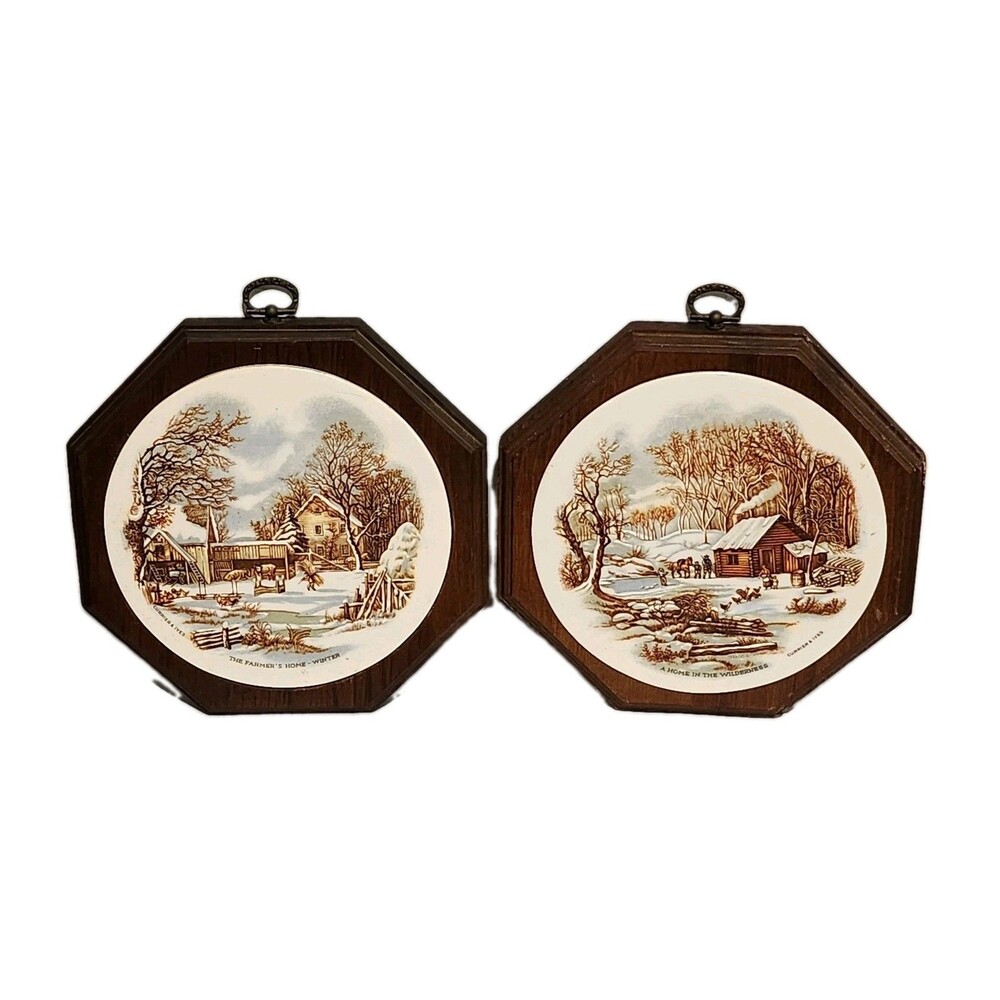 Vintage Currier And Ives Deco Plates By Holiday House of Manitowoc, Wisconsin